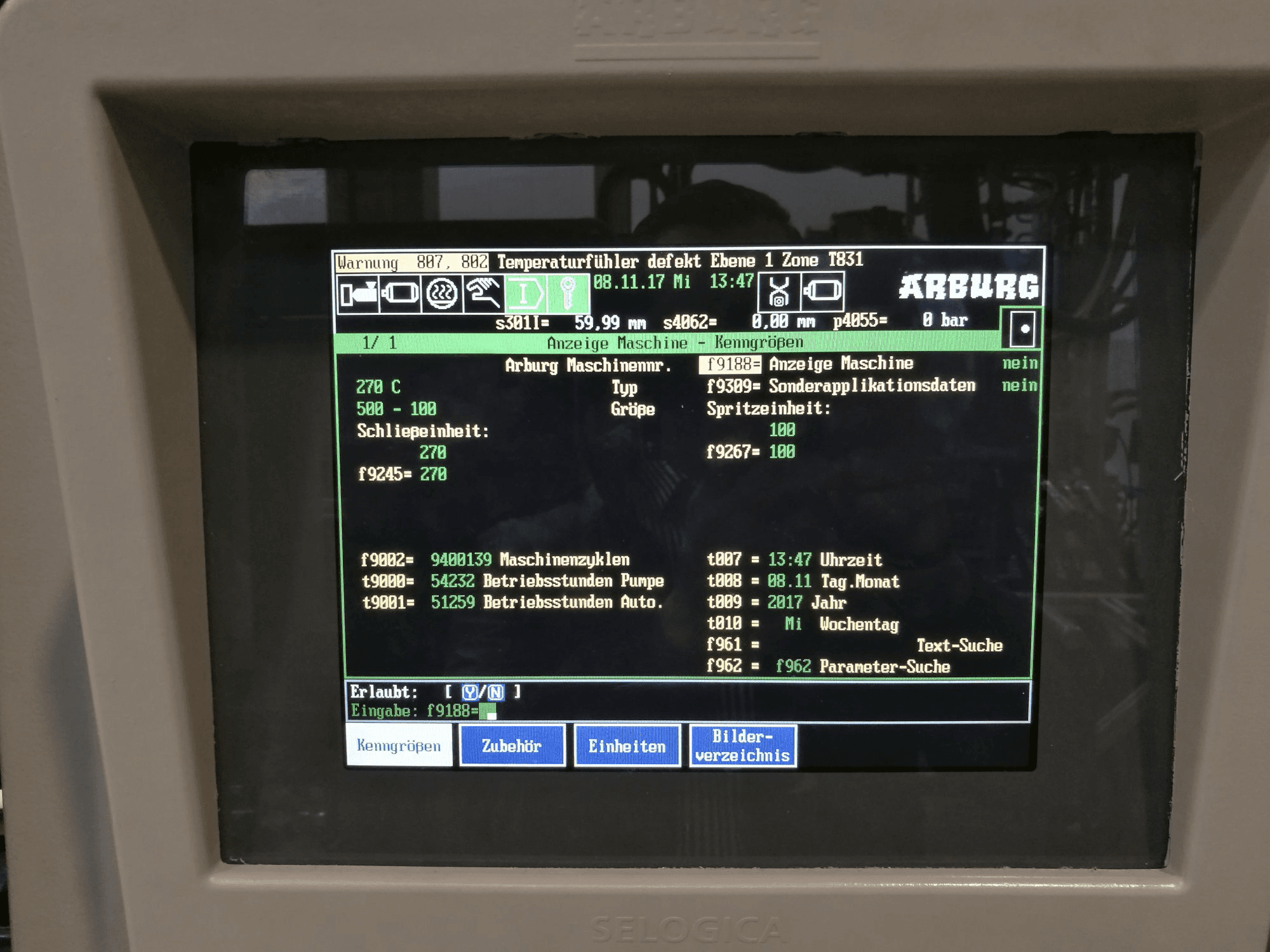 Styrenhet 2 på Arburg 270C 500-100-maskinen